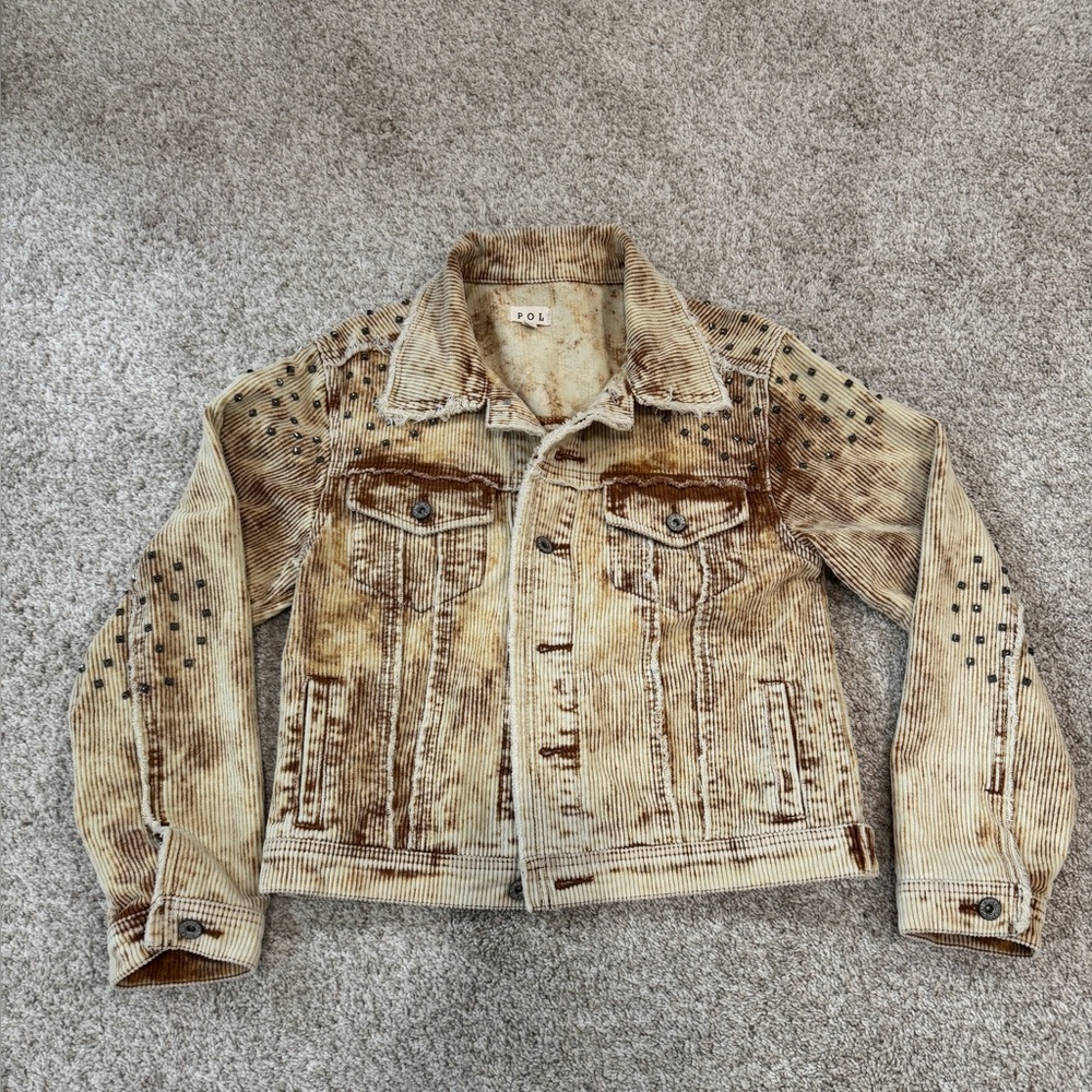 POL Studded Distressed Corduroy Jacket – Size Small
